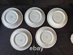 Vintage Pillivuyt France MCM Coffee Cups Saucers white Silver Set of 5