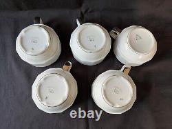 Vintage Pillivuyt France MCM Coffee Cups Saucers white Silver Set of 5