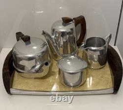 Vintage Piquet ware mid century 4 piece coffee and tea set with tray #14