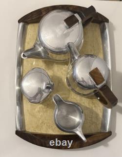 Vintage Piquet ware mid century 4 piece coffee and tea set with tray #14