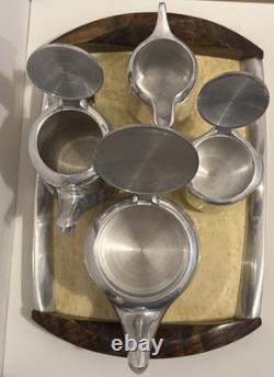 Vintage Piquet ware mid century 4 piece coffee and tea set with tray #14