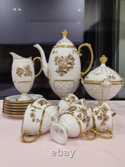 Vintage Pirkenhammer Cezch, Embossed, Pedestal Coffee Set. Absolutely Stunning
