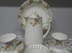 Vintage Plant Tuscan 8 Piece Set Cups Saucers Coffee Pot Fruit Bowl Chintz