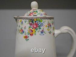 Vintage Plant Tuscan 8 Piece Set Cups Saucers Coffee Pot Fruit Bowl Chintz