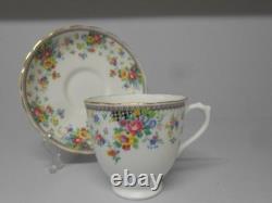 Vintage Plant Tuscan 8 Piece Set Cups Saucers Coffee Pot Fruit Bowl Chintz