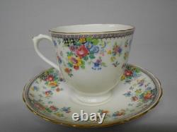 Vintage Plant Tuscan 8 Piece Set Cups Saucers Coffee Pot Fruit Bowl Chintz