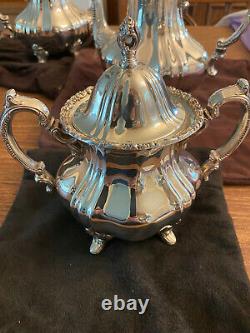 Vintage Poole EPCA Lancaster Rose 400 Silver Plate Tea Coffee Teapot Set 4-pc