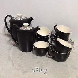 Vintage Poole Pottery Black Pebble Coffee Set