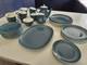 Vintage Poole Pottery Blue Moon Set Teapot, Cups, Milk Jug, Plates, Platter