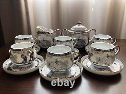 Vintage Porcelain China Made In Japan Eggshell Peacock Coffee Set 15 Piece