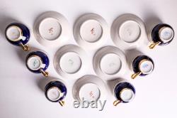 Vintage Porcelain Coffee Set for 6, Cobalt Blue & Gold Coffee Service, 1970s