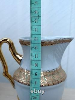 Vintage Porcelain Coffee Tea Service 10pc Set Gold Red Leaf Footed Cups Gift