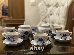 Vintage Porcelain Coffee set Flower for six person Horodnitsa USSR, 1990's