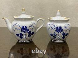 Vintage Porcelain Coffee set Flower for six person Horodnitsa USSR, 1990's