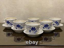 Vintage Porcelain Coffee set Flower for six person Horodnitsa USSR, 1990's