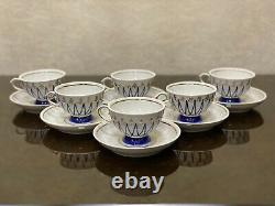 Vintage Porcelain Coffee set VOSTOK for six person Horodnitsa USSR, 1990's