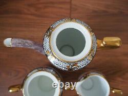 Vintage Porcelain NORITAKE Coffee Service Set with Coffee Pot Bird Pattern