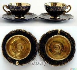 Vintage Porcelain Set Coffee Pot Creamer Bowl Saucer Cup Gilding Echt Kobal 1968