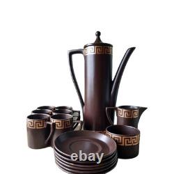 Vintage Portmeirion Greek Key Chocolate Brown Coffee Set By Susan Williams-Ellis