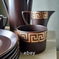 Vintage Portmeirion Greek Key Chocolate Brown Coffee Set By Susan Williams-Ellis