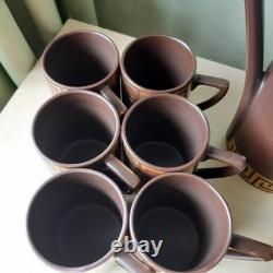 Vintage Portmeirion Greek Key Chocolate Brown Coffee Set By Susan Williams-Ellis