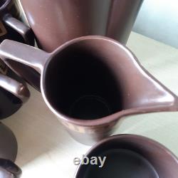 Vintage Portmeirion Greek Key Chocolate Brown Coffee Set By Susan Williams-Ellis