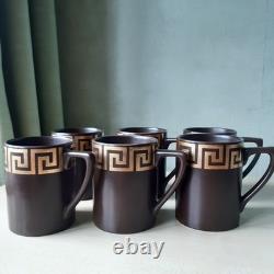 Vintage Portmeirion Greek Key Chocolate Brown Coffee Set By Susan Williams-Ellis