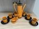 Vintage Portmeirion Greek Key Coffee Set For 6 Orange Black Susan Williams-ellis