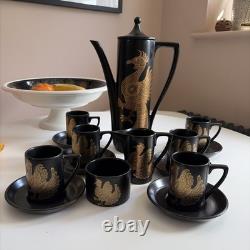 Vintage Portmeirion Phoenix Coffee Set, 6 Cups & Saucers, Milk Jug & Sugar Bowl