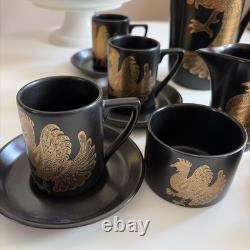 Vintage Portmeirion Phoenix Coffee Set, 6 Cups & Saucers, Milk Jug & Sugar Bowl