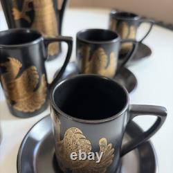 Vintage Portmeirion Phoenix Coffee Set, 6 Cups & Saucers, Milk Jug & Sugar Bowl