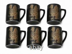 Vintage Portmeirion Phoenix John Cuffley Coffee Set Black Gold 16pc England 1960