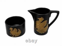 Vintage Portmeirion Phoenix John Cuffley Coffee Set Black Gold 16pc England 1960