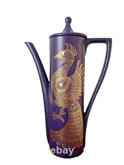 Vintage Portmeirion Pottery Phoenix Coffee Pot Part Set 1970s Purple Gold