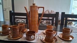 Vintage Portmeiron Totem Coffee Set Susan-Williams-Ellis Brown Amber Pot Cups