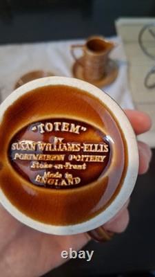 Vintage Portmeiron Totem Coffee Set Susan-Williams-Ellis Brown Amber Pot Cups