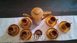 Vintage Portmeiron Totem Coffee Set Susan-Williams-Ellis Brown Amber Pot Cups