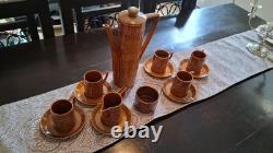 Vintage Portmeiron Totem Coffee Set Susan-Williams-Ellis Brown Amber Pot Cups