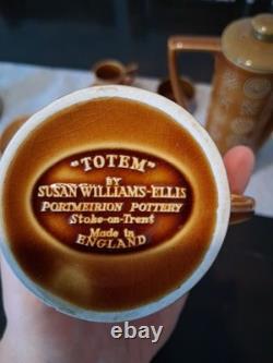 Vintage Portmeiron Totem Coffee Set Susan-Williams-Ellis Brown Amber Pot Cups