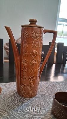 Vintage Portmeiron Totem Coffee Set Susan-Williams-Ellis Brown Amber Pot Cups