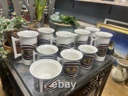 Vintage Portmerion Pottery Coffee Set And Saucers In Rare gold Section Design