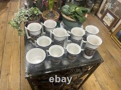 Vintage Portmerion Pottery Coffee Set And Saucers In Rare gold Section Design