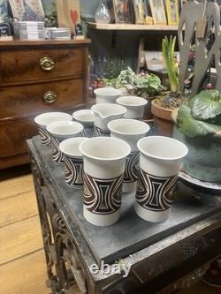 Vintage Portmerion Pottery Coffee Set And Saucers In Rare gold Section Design