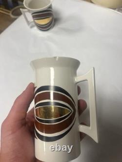 Vintage Portmerion Pottery Coffee Set And Saucers In Rare gold Section Design