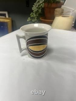 Vintage Portmerion Pottery Coffee Set And Saucers In Rare gold Section Design