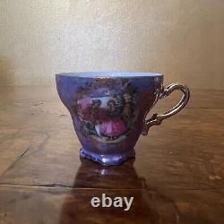 Vintage Purple Pearl Courting Print Coffee Set