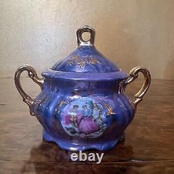 Vintage Purple Pearl Courting Print Coffee Set