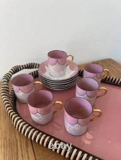 Vintage Purple/ Pink Pearlised Lustreware Coffee Set Unmarked