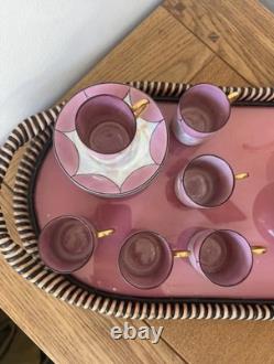 Vintage Purple/ Pink Pearlised Lustreware Coffee Set Unmarked