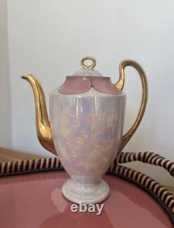 Vintage Purple/ Pink Pearlised Lustreware Coffee Set Unmarked